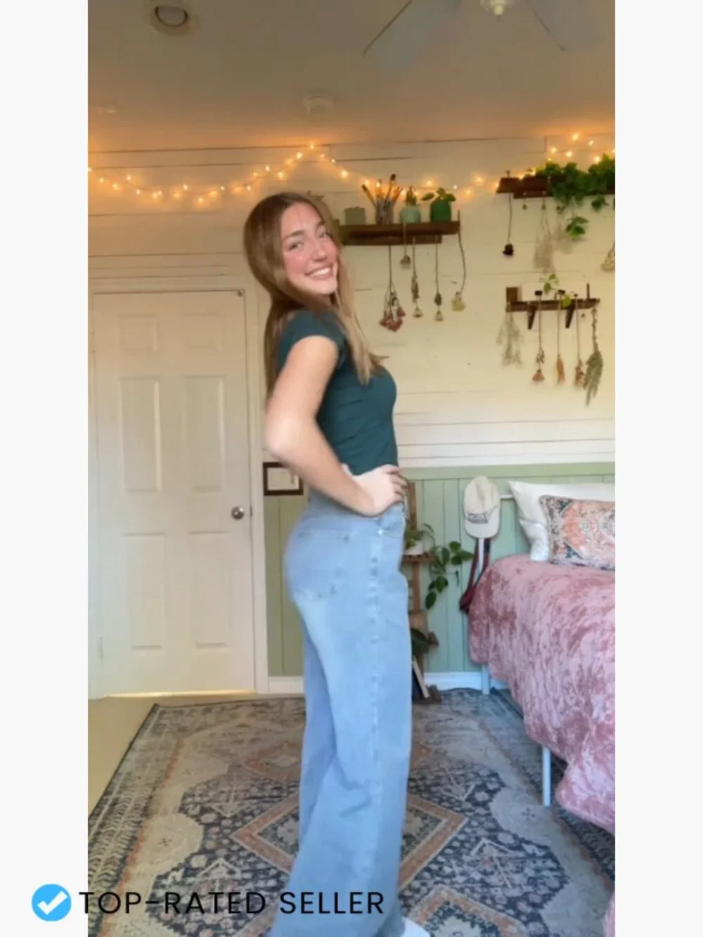 Women's Flare Wide Leg Jeans High Waisted Stretchy Bell Bottom Denim Pants Y2K - Picture 7 of 7